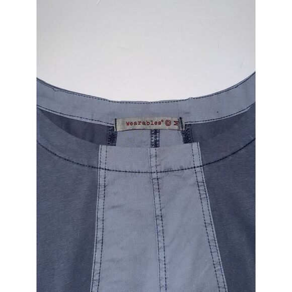 XCVI Wearables Aviana Ruched Dress Short Sleeve Stretch Blue Gray Casual Medium - Picture 10 of 16